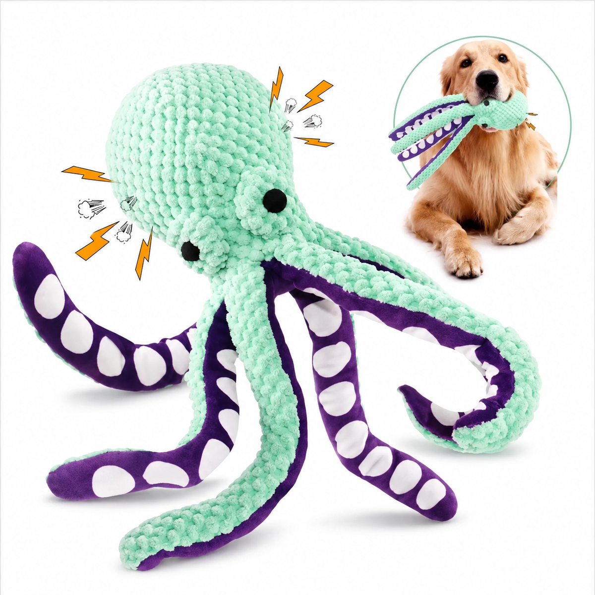 Ollie the Octopus-Interactive Squeaky Plush Dog Toy
