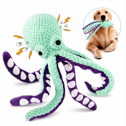 Ollie the Octopus-Interactive Squeaky Plush Dog Toy